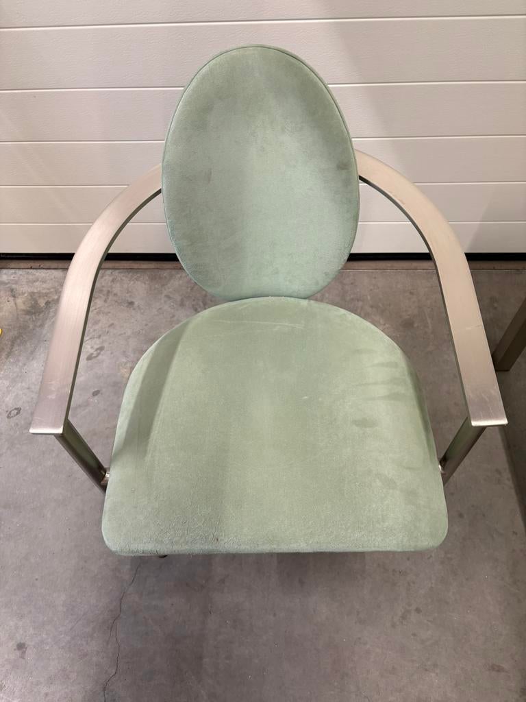 4 belgo vintage midcentury inox stoelen ( beschrijving), Ophalen, Zo goed als nieuw