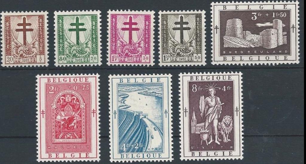 Postzegels België 1952 ** kruis van Lotharingen-Oostkantons, Verzenden, Frankeerzegel, Postfris, Postfris