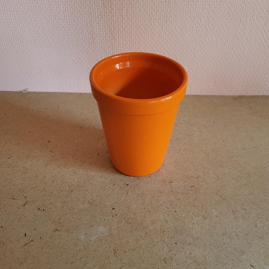 Oranje bloempot, Steen, Rond, Ophalen of Verzenden, Balkon