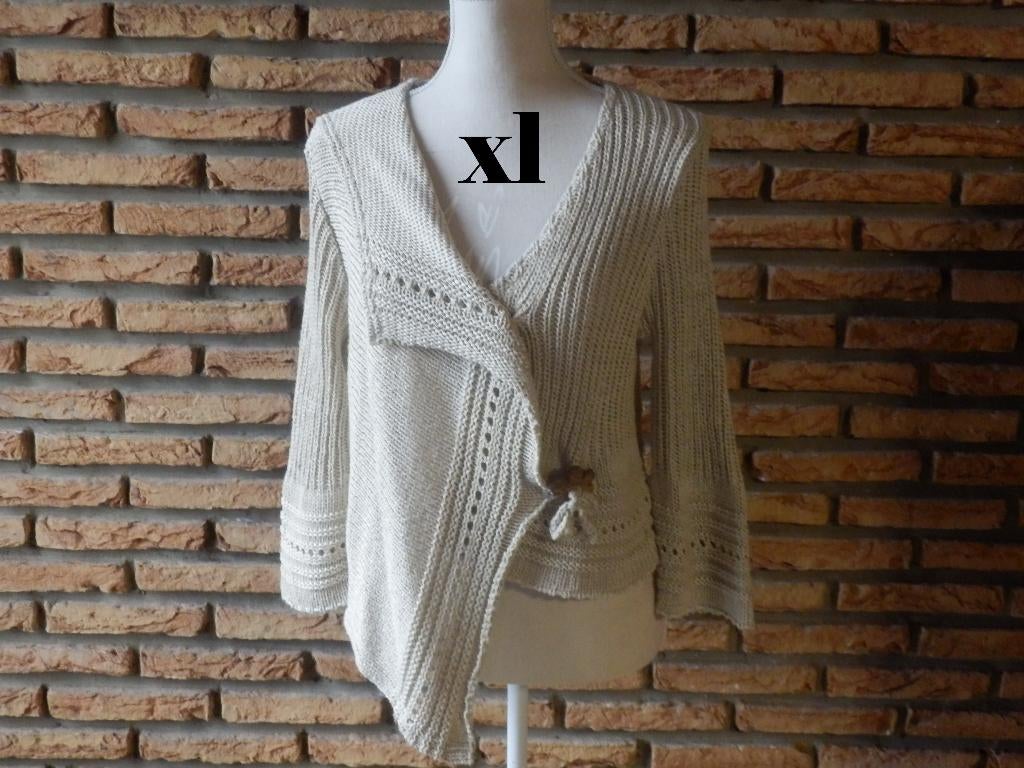 (118)- gilet femme t.xl beige = phildar =, Kleding | Dames, Phildar, Beige, Maat 42/44 (L), Ophalen of Verzenden