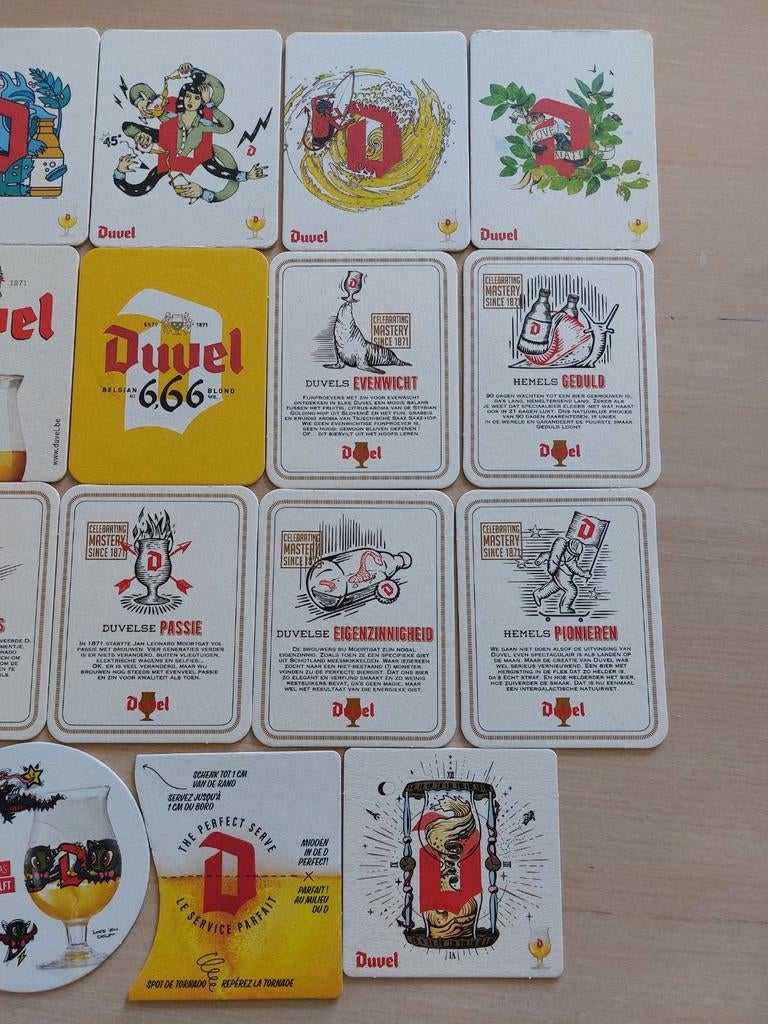Duvel bierviltjes, bierkaartjes, 19 verschillende viltjes, Ophalen of Verzenden, Nieuw, Viltje(s), Duvel