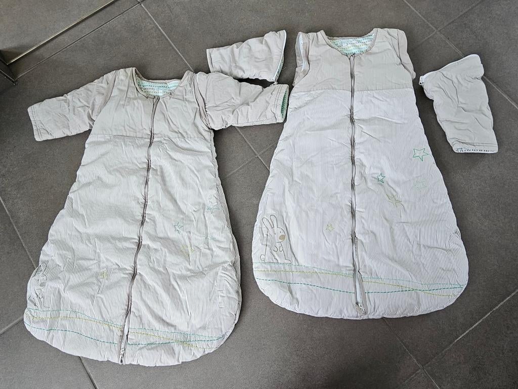 2 slaapzakken 70cm (T2) met afritsbare mouwen, Enfants & Bébés, Enlèvement ou Envoi, Utilisé