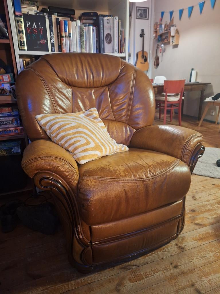 Fauteuil relax électrique en cuir, Enlèvement, Cuir