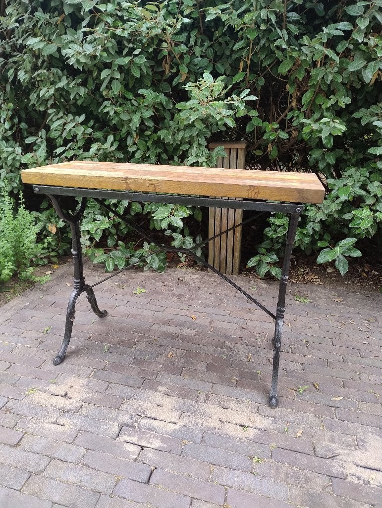 Bijzettafel  in zwart gelakt metaal, Ophalen, Gebruikt, Metaal of Aluminium, Landelijk