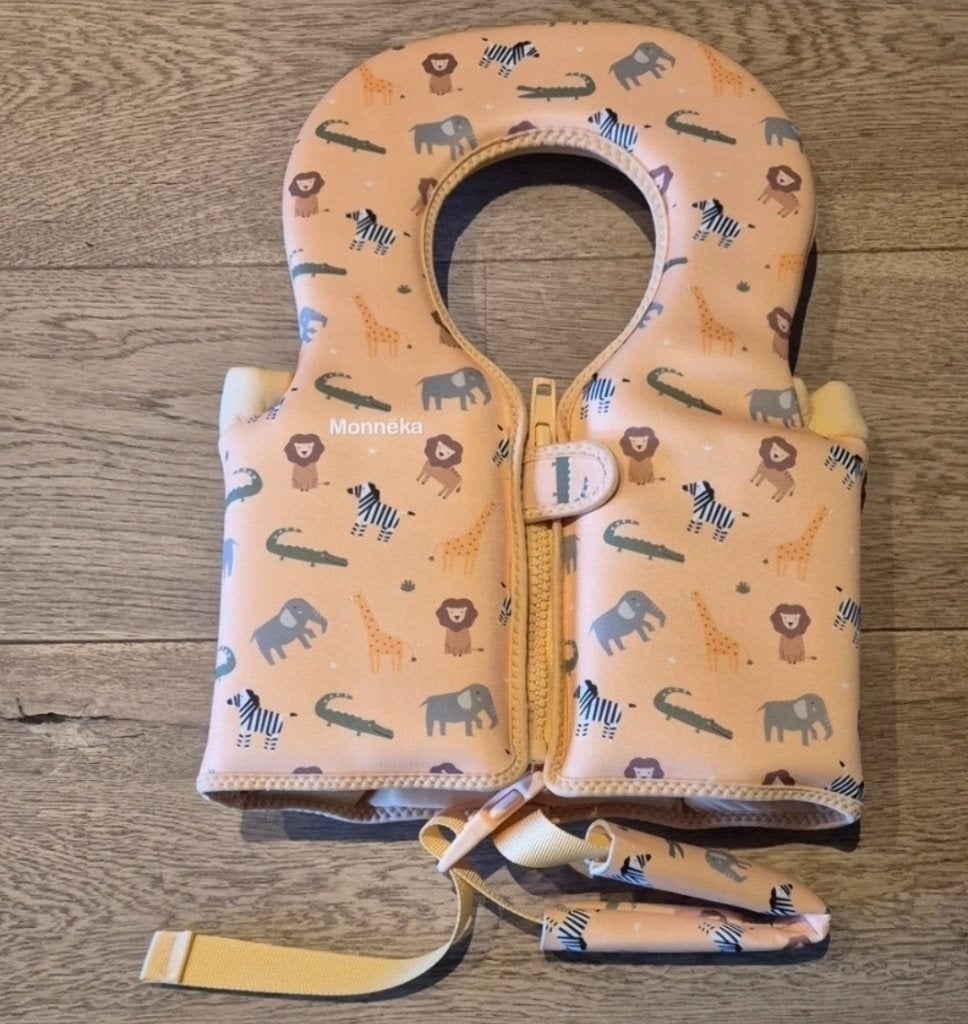 Zwemvest Drijfvest 1-2 jaar Geel Dieren 11-15 kg (86/92), Kind, Verzenden, Nieuw, Monneka