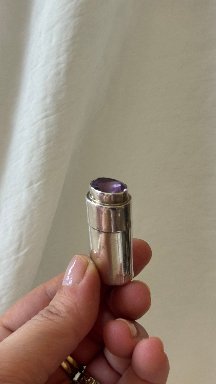 Inedit - mini boite en argent massif et amethyste, Antiquités & Art, Enlèvement ou Envoi, Argent