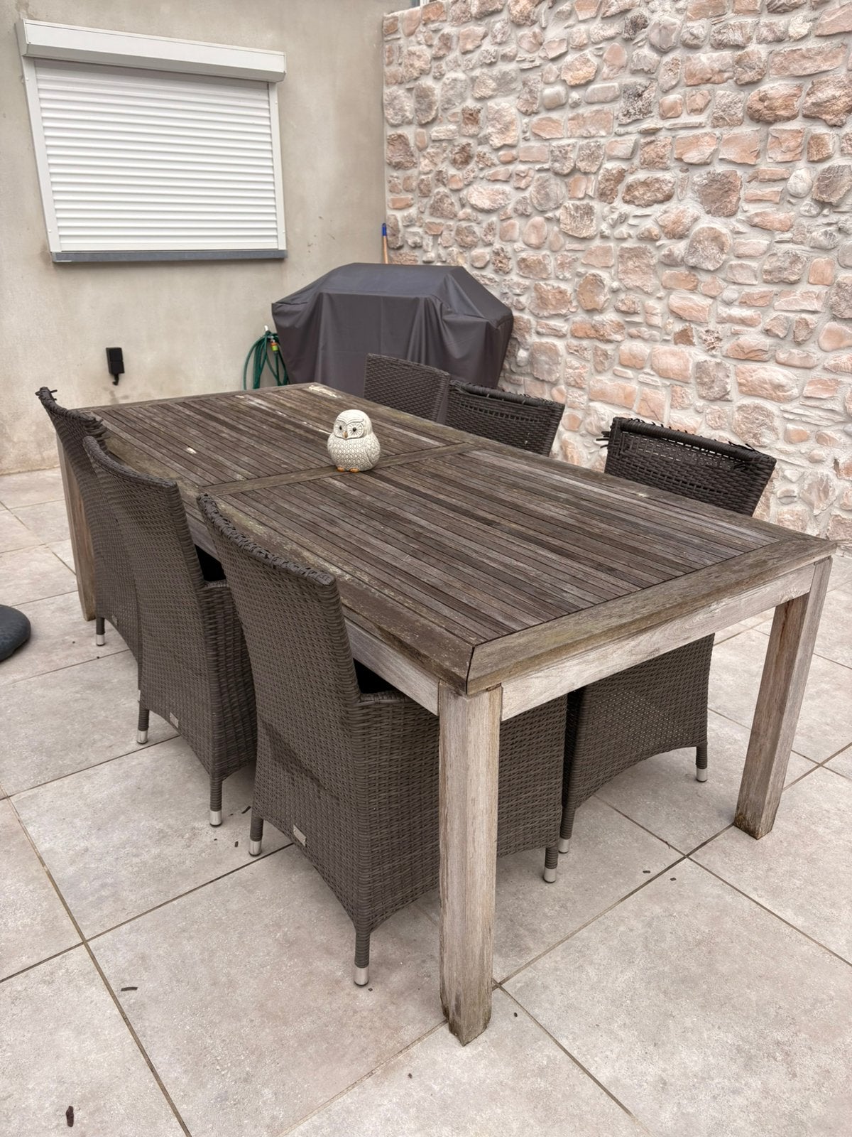 Tafel 220x100 met 6 stoelen, Ophalen, Gebruikt, Eettafel, 6 zitplaatsen