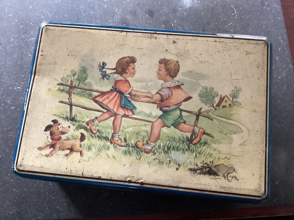 Vintage blikken doos Van Melle, Ophalen of Verzenden, Gebruikt, Koek(jes), Overige merken