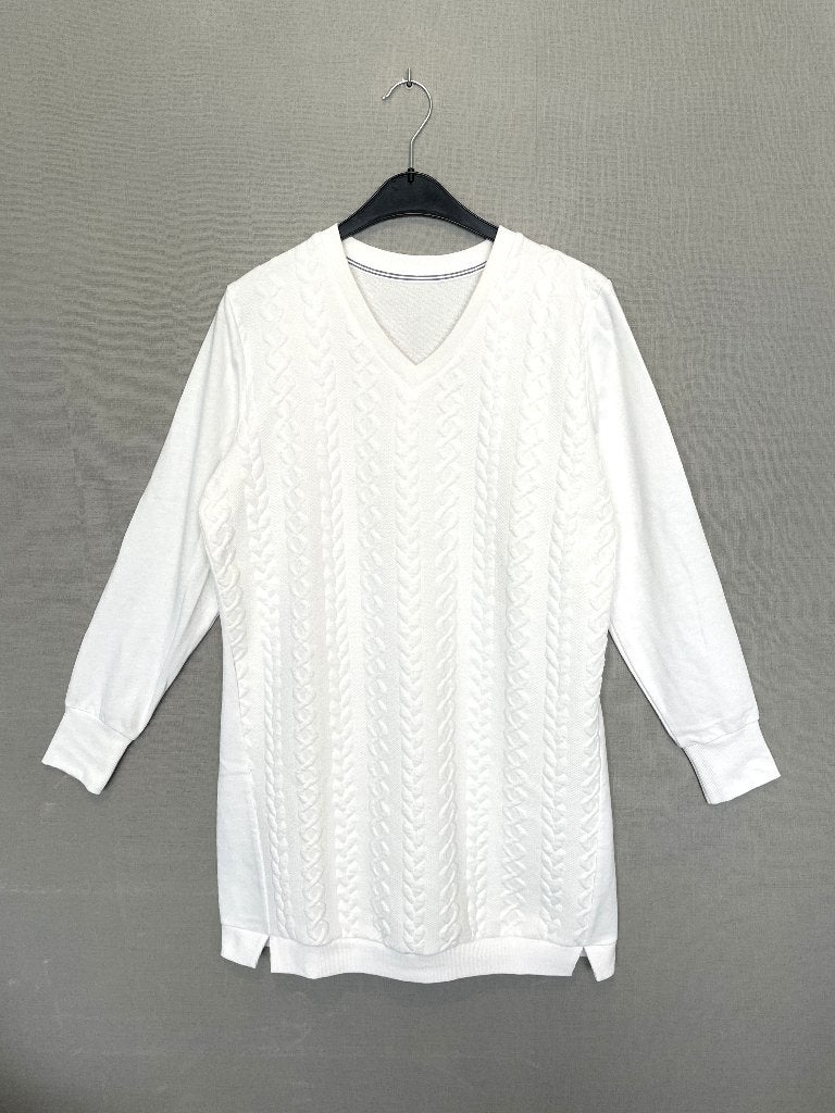 Wit slaapkleed met lange mouwen en patroon (M), Enlèvement ou Envoi, Comme neuf, Taille 38/40 (M)