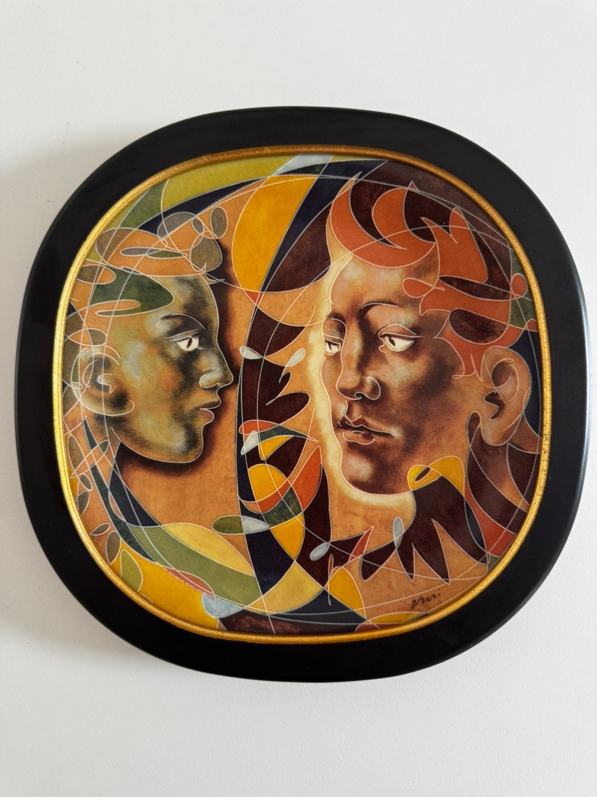 Assiette Rosenthal - Hans Erni "Sonne und Mond" 1994 + Cadre, Antiquités & Art, Enlèvement ou Envoi