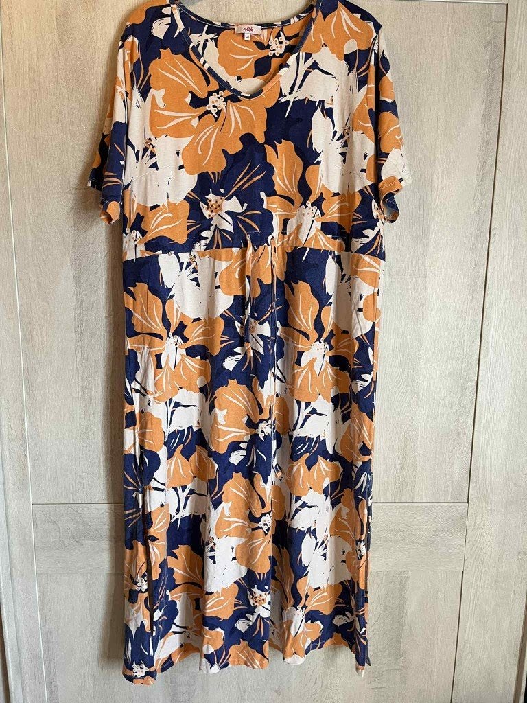 lang kleed blauw oranje eviva 50 stretch, Blauw, Jurk, Ophalen of Verzenden, EViva
