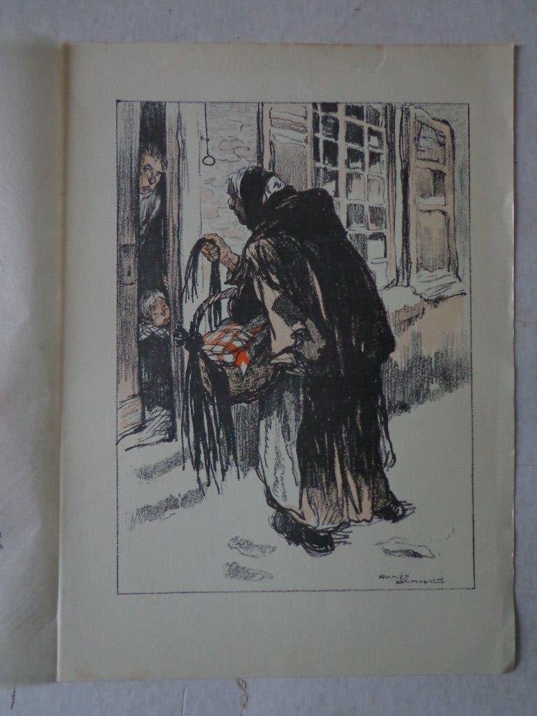litho van Roméo Dumoulin "La marchande de lacets" uit 1930, Antiquités & Art, Enlèvement ou Envoi, Signé dans la planche, Personnages et figures fantastiques