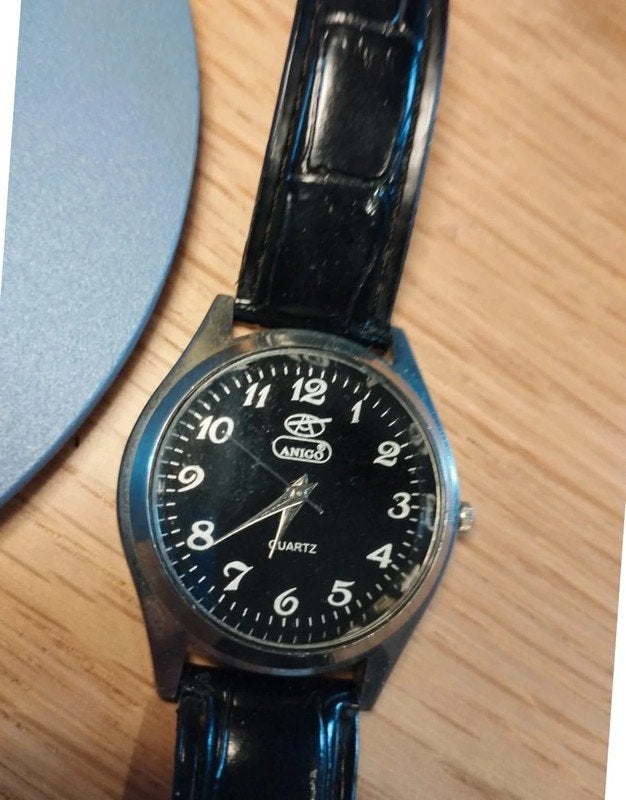 Montre vintage pour dame Anigo. Bracelet en cuir., Enlèvement, Cuir
