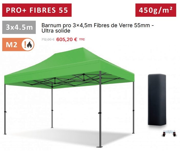 Tonelle 3M X 4,5M, 55 mm pro glasvezel, groen. Gloednieuw., Opvouwbaar, Partytent, Minder dan 4 meter, Nieuw