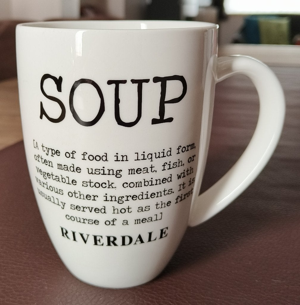 Riverdale Jumbo Mok Soep - Wit - 14 cm, Huis en Inrichting, Keuken | Servies, Ophalen, Gebruikt, Overige merken, Mok