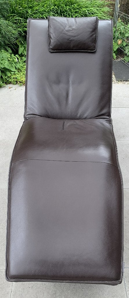 Donker bruin lederen relax zetel Koinor met nekkussen, Ophalen, Gebruikt, Eenpersoons, Leer