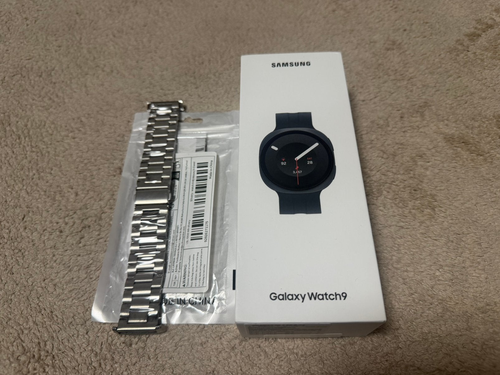 Samsung Galaxy Watch 9 40 mm LTE 4G met RV stalen armband, Ophalen, Stappen, Zwart, Nieuw