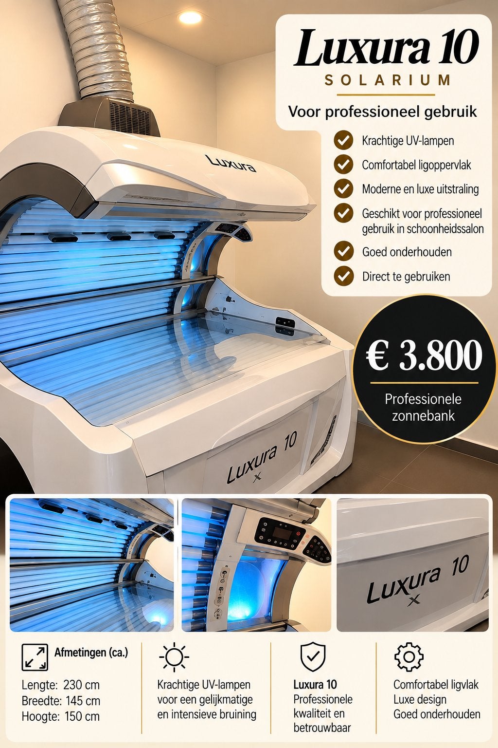 Lit de bronzage Luxura x10, Enlèvement, Comme neuf