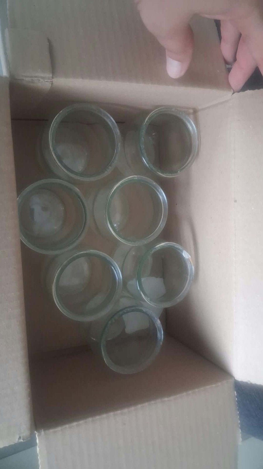 glazen yohurtpotjes, Ophalen