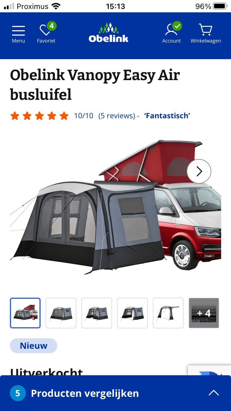 opblaasbare bustent, Caravans en Kamperen, Ophalen, Zo goed als nieuw