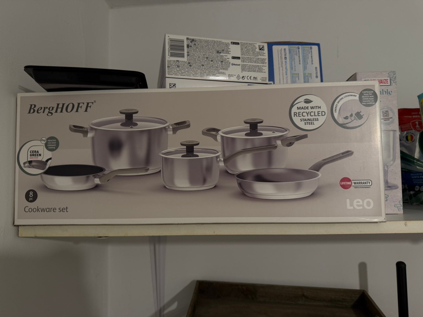 BergHOFF LEO 8-delige pannenset – nieuw/ongebruikt, Huis en Inrichting, Geschikt voor inductie, Ophalen, Nieuw, Pannenset