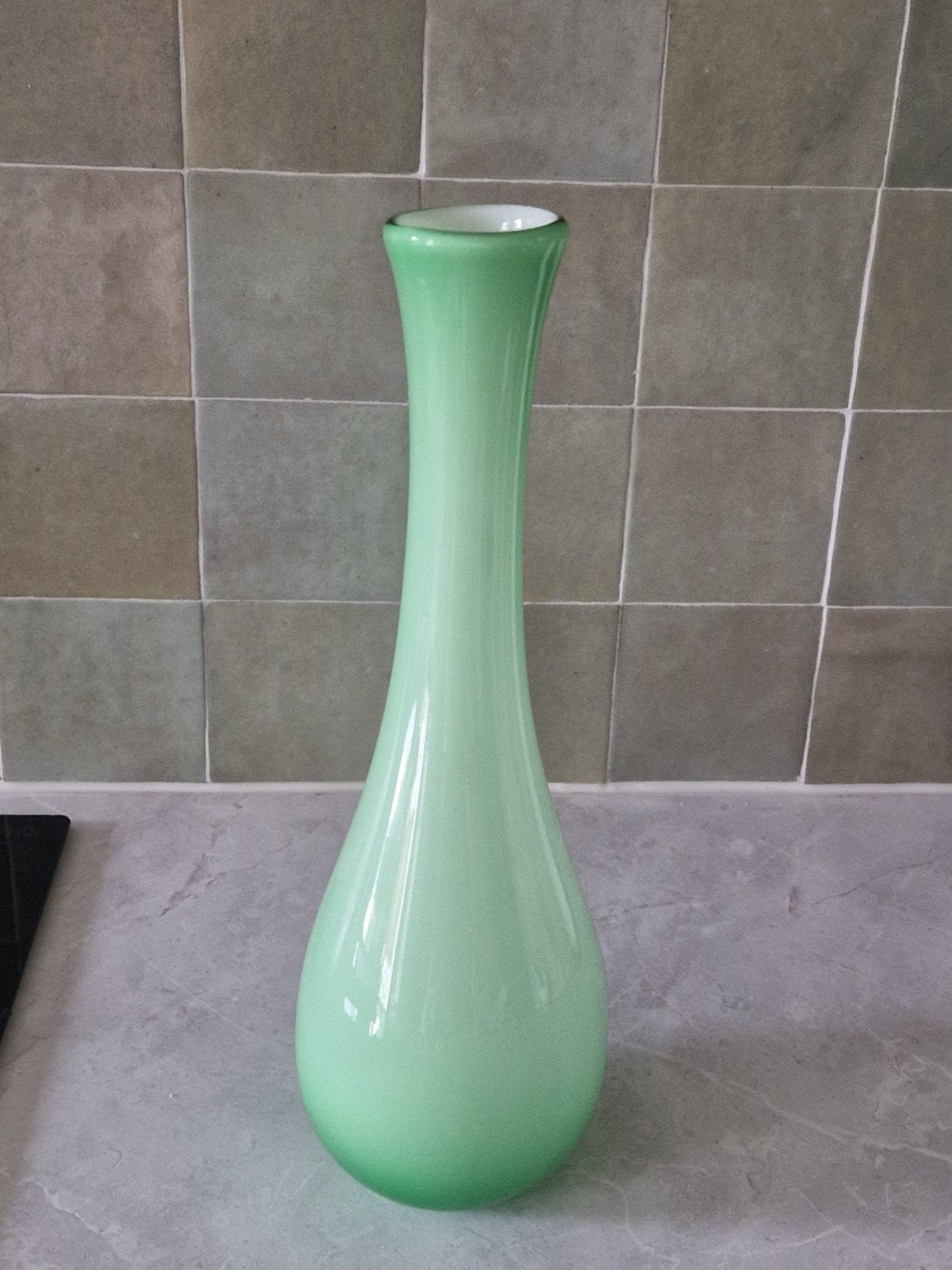 Groene vaas, Ophalen, Zo goed als nieuw, Groen, Glas