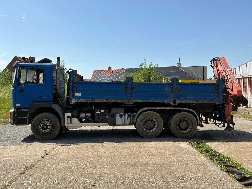 1998 MAN T33DF Vrachtwagen + Atlas laadkraan 16M + container, Auto's, Vrachtwagens, Euro 2, Bedrijf, Te koop, MAN
