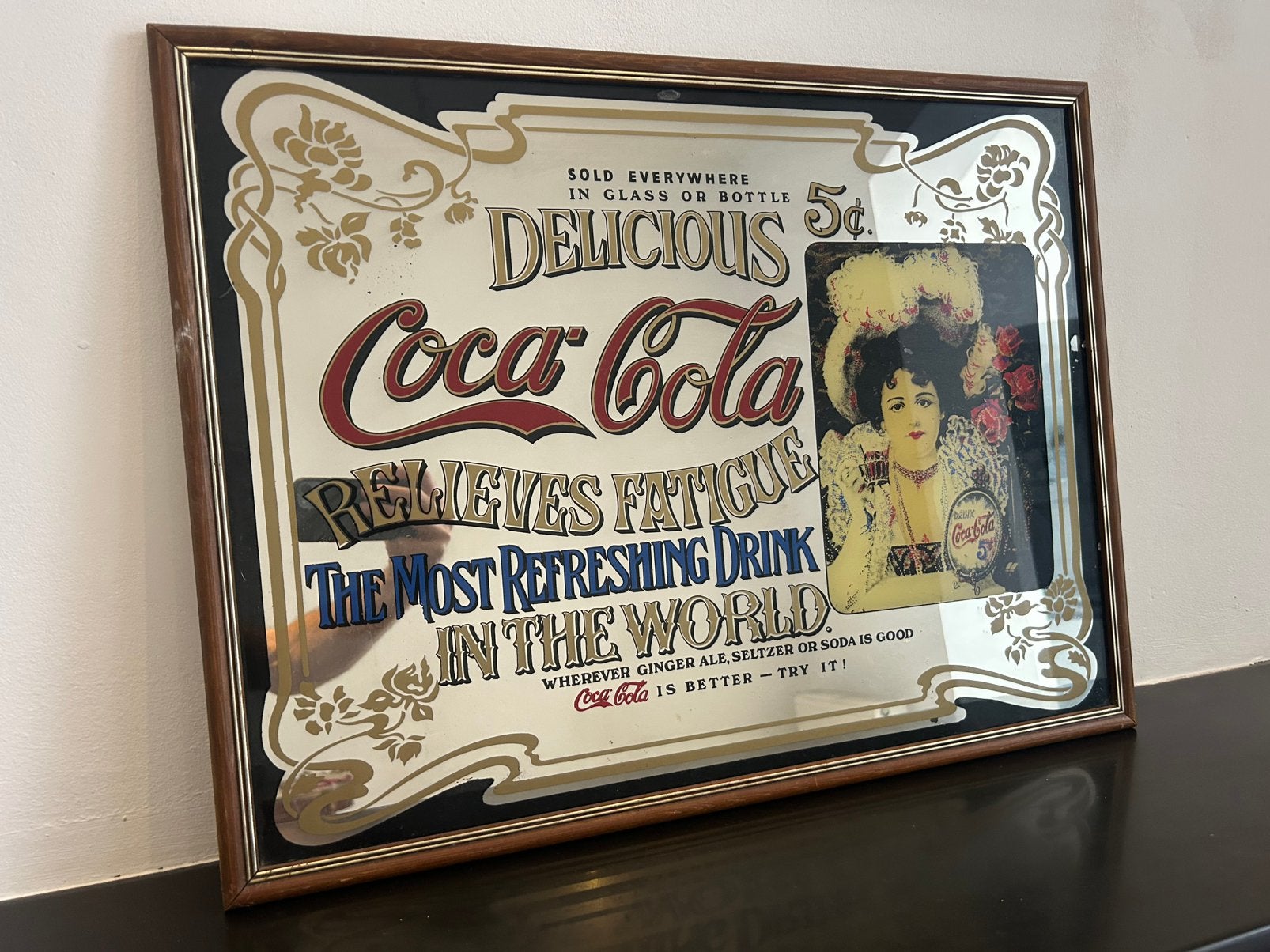 Miroir publicitaire Coca-Cola – annee 1970-80 ?, Enlèvement, Comme neuf