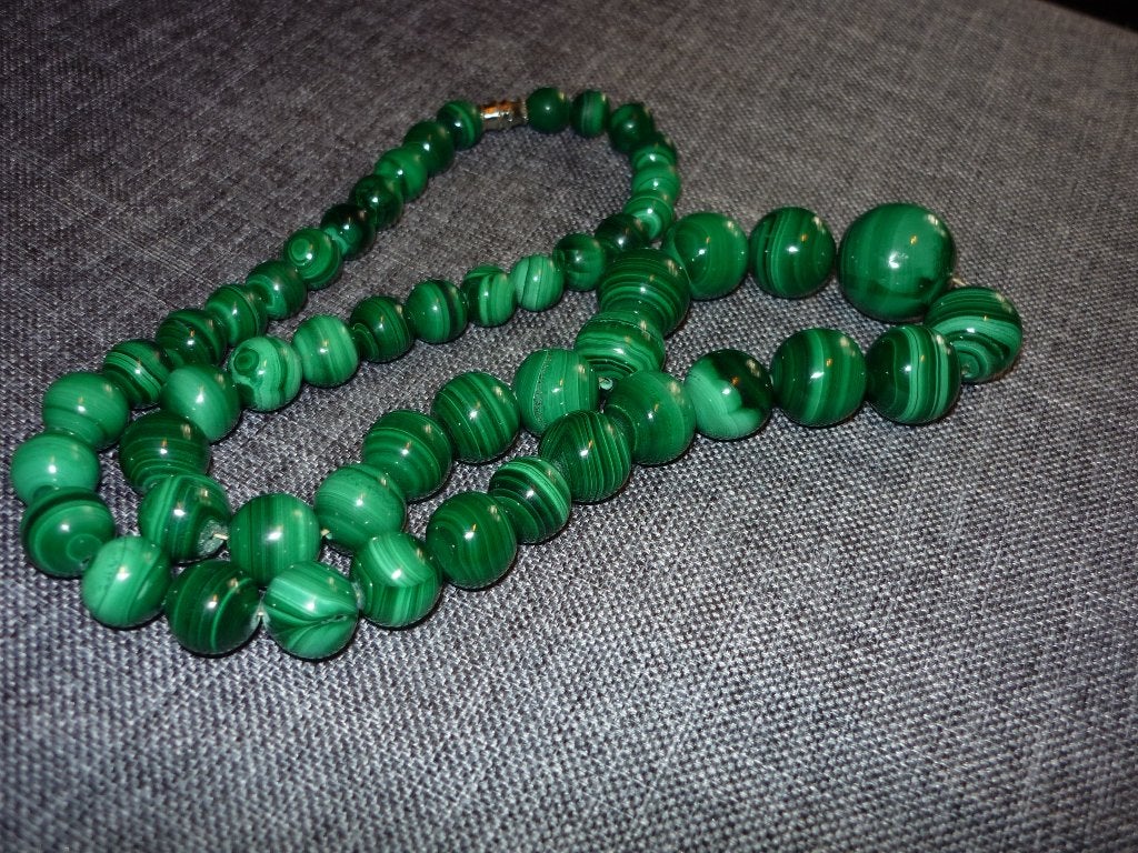 Bijzonder mooie malachiet parelketting  ,ca 1955 Afrika, Handtassen en Accessoires, Kettingen, Verzenden