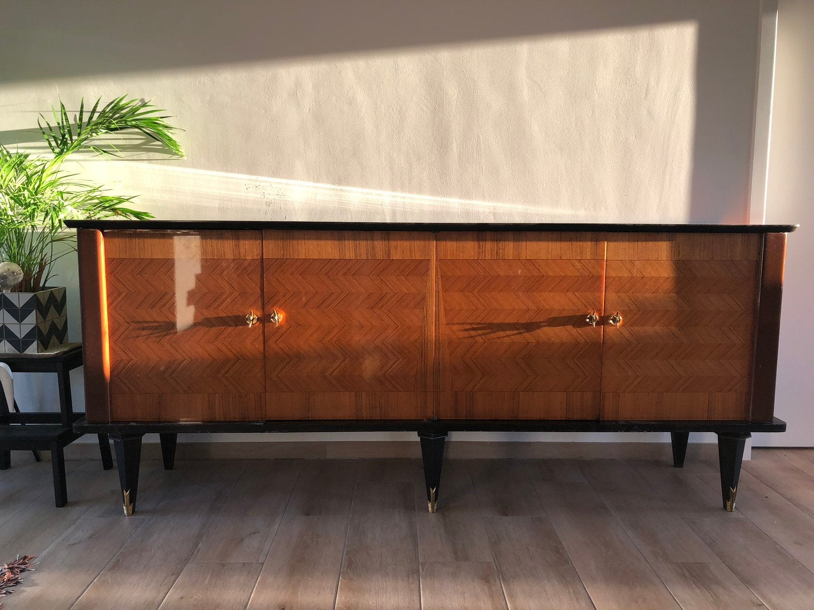 Vintage dressoir in rozenhout, Ophalen, Gebruikt, Overige houtsoorten, Met lade(s)