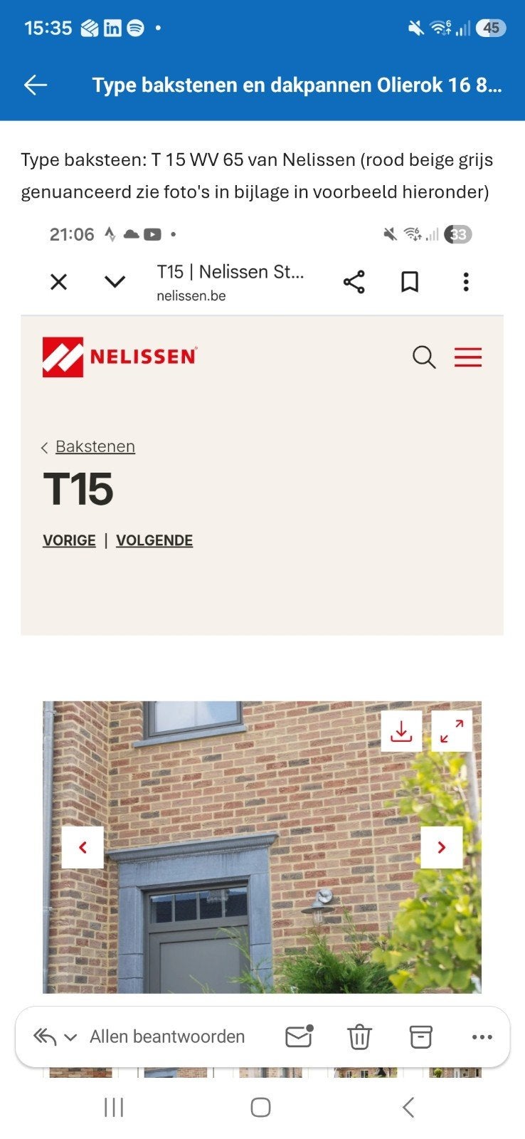 326 neuwe bakstenen Nelissen T15 WV65, Bricolage & Construction, Volets, Enlèvement, Gris