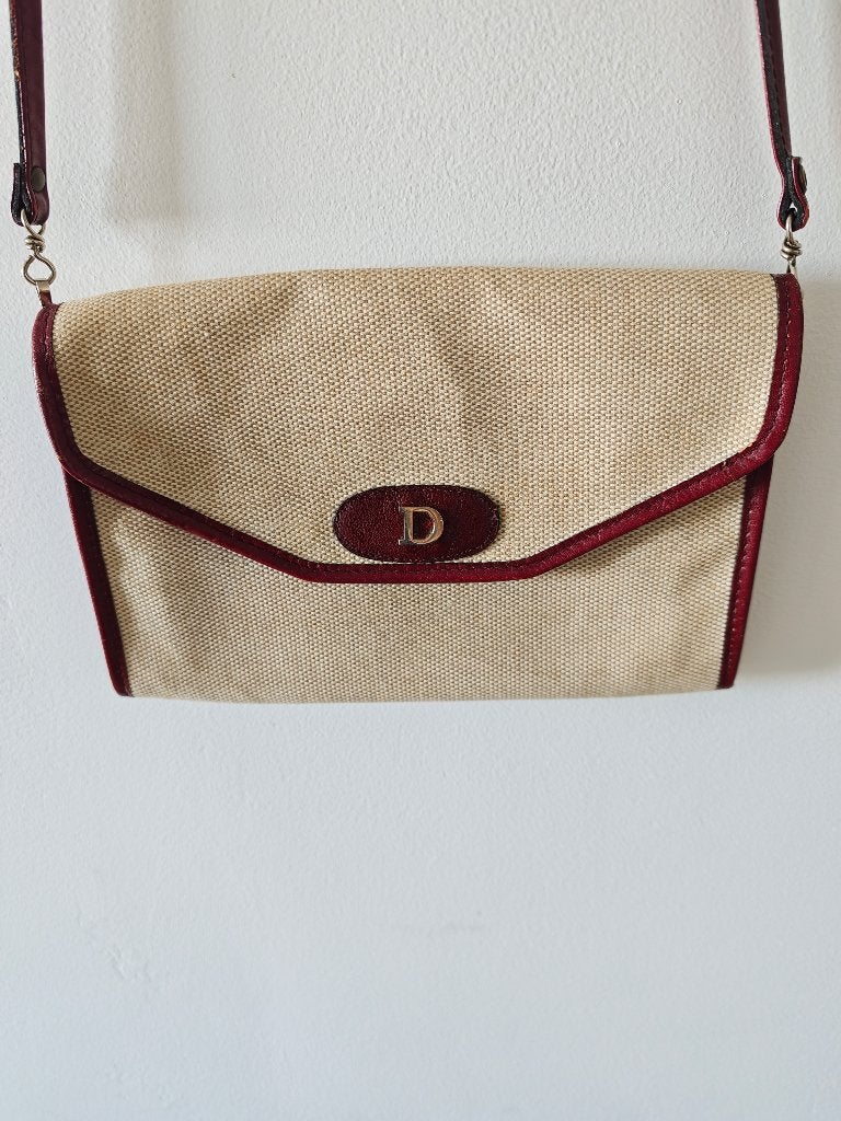 Sac bandoulière vintage en toile et cuir bordeaux, Bijoux, Sacs & Beauté, Sacs | Sacs Femme, Beige, Enlèvement