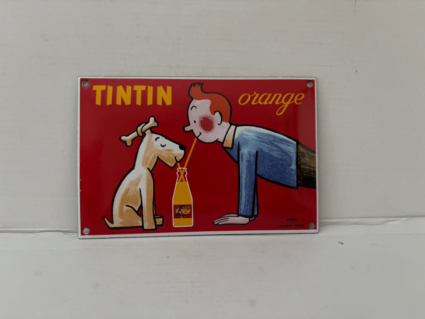 Plaque émaillée Tintin, Enlèvement ou Envoi