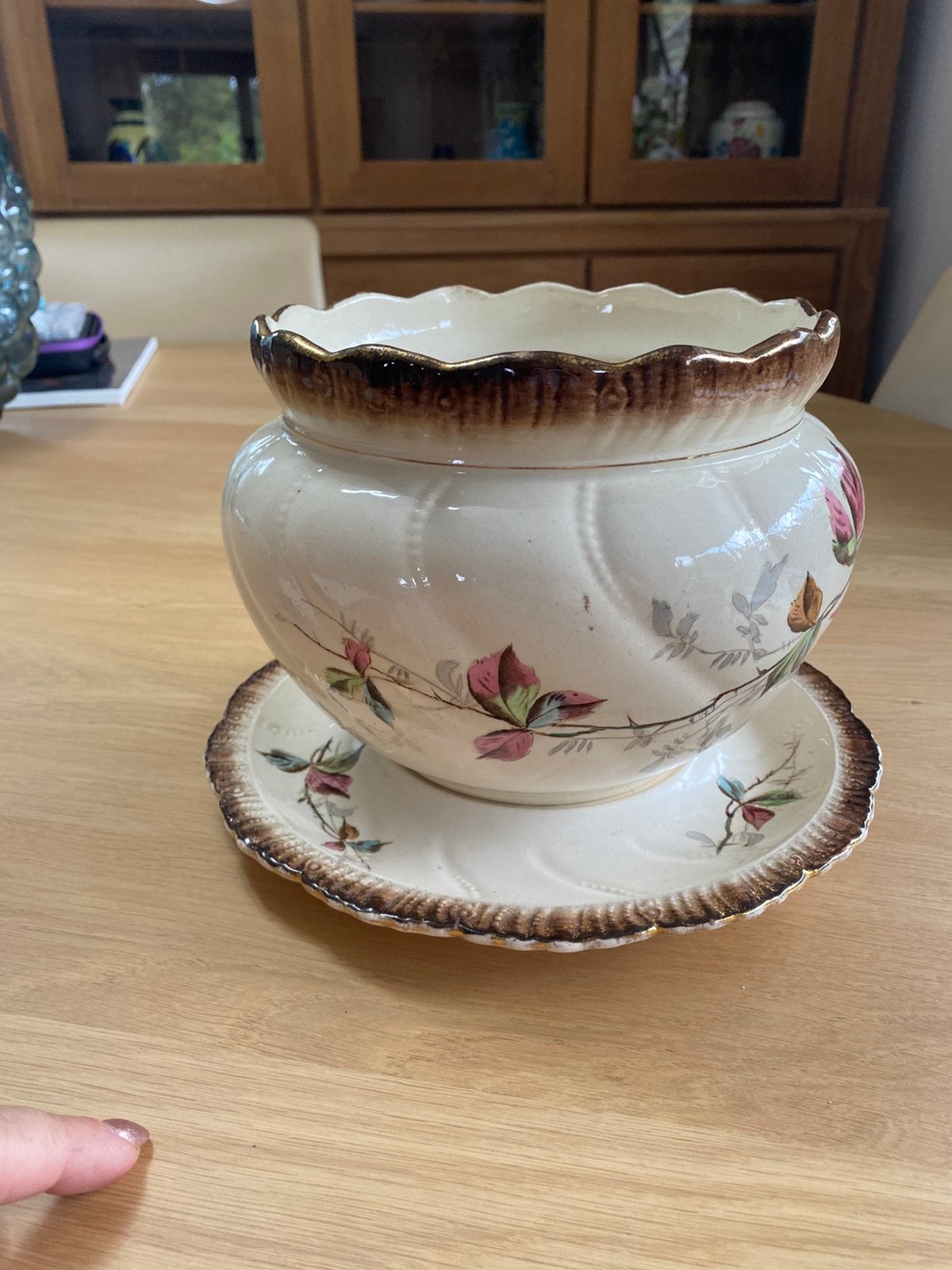Art Nouveau cachepot met bord, Antiek en Kunst, Ophalen of Verzenden