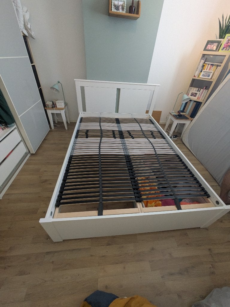 Lit SONGESAND (140*200) + sommier + 2 tiroirs, Maison & Meubles, Chambre à coucher | Lits, 140 cm, Enlèvement, Utilisé, 200 cm