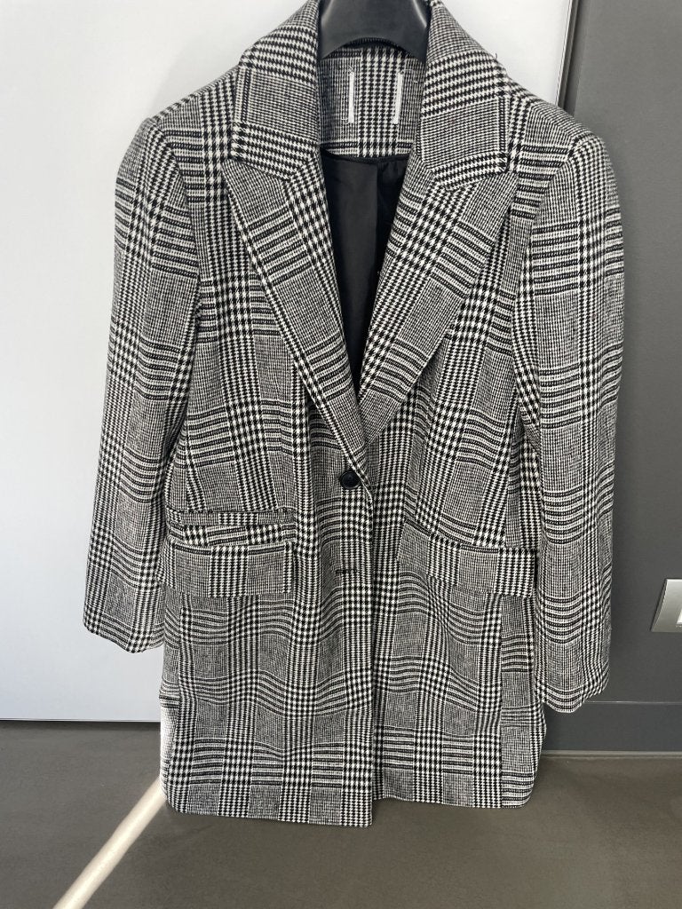 Manteau noir/blanc taille S, en parfait état !, Enlèvement ou Envoi, Comme neuf, Taille 36 (S), Noir