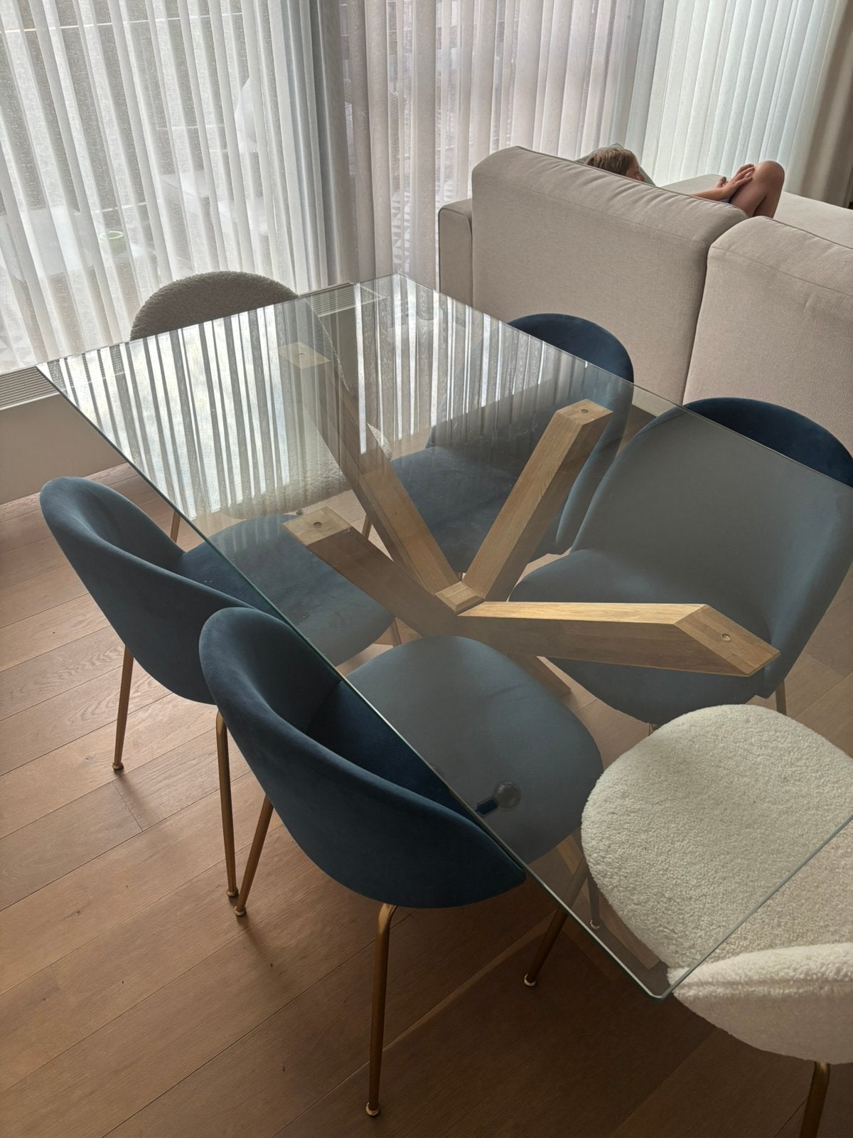 Tafel + 6 stoelen maison du monde, Ophalen, Zo goed als nieuw, Blauw