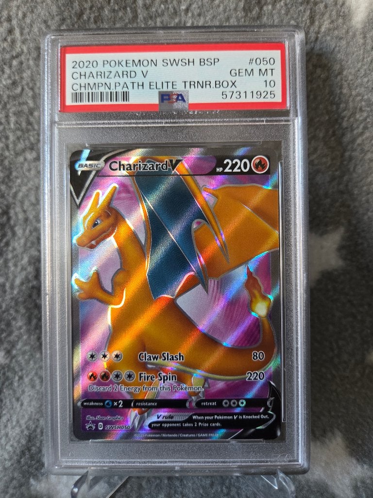 PSA 10 - Charizard V - Pokémon, Ophalen, Zo goed als nieuw, Losse kaart, Foil