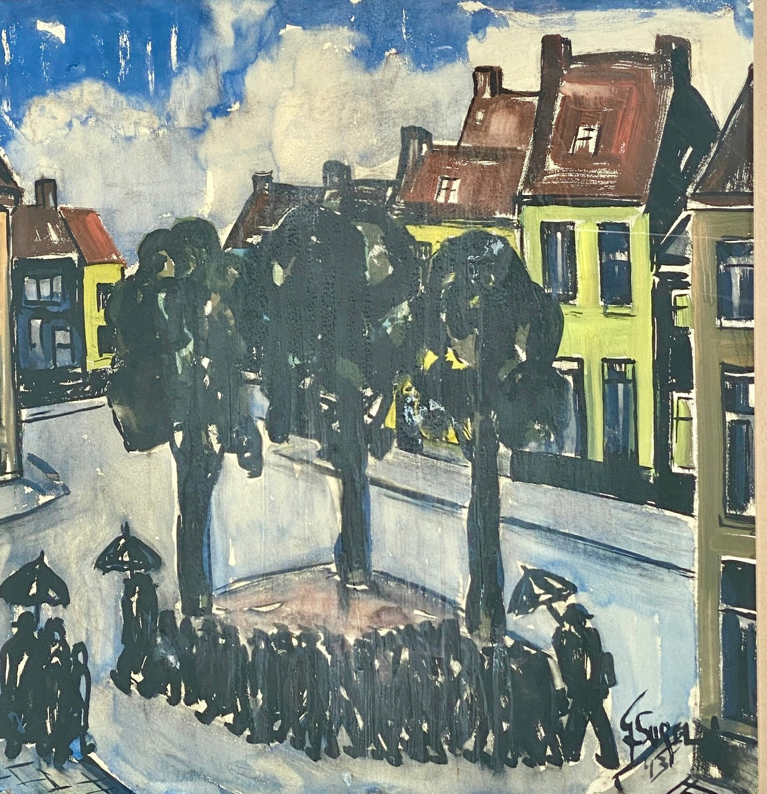 Aquarel Gustaaf Sorel, Antiek en Kunst, Ophalen