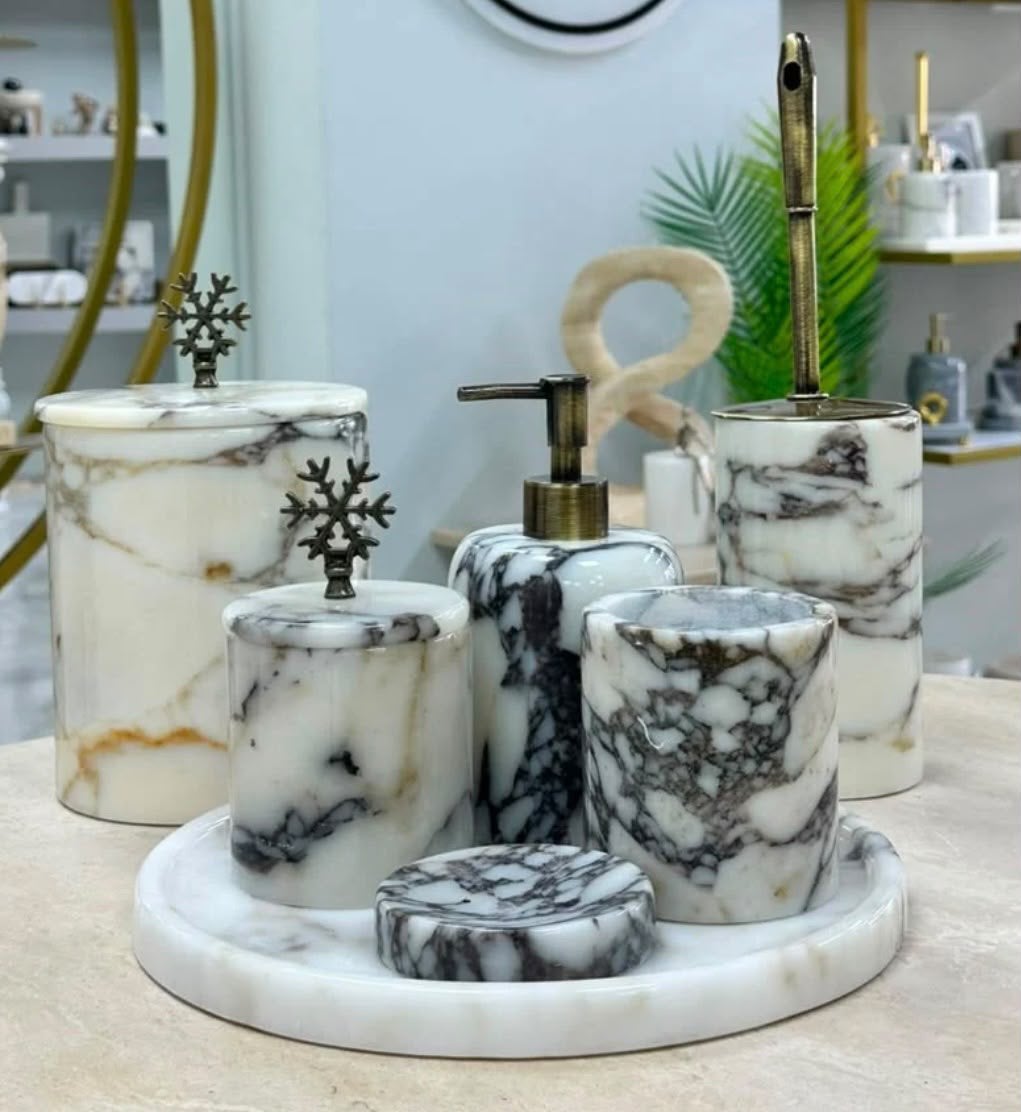 ️ Ensemble d'accessoires de salle de bain de luxe-marbre199, Enlèvement, Neuf