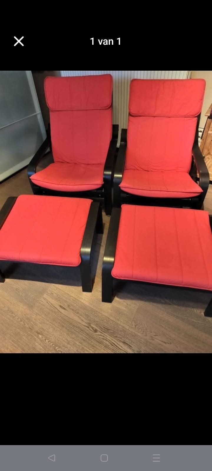 2 Ikea stoelen met voet bankjes zie foto, Ophalen