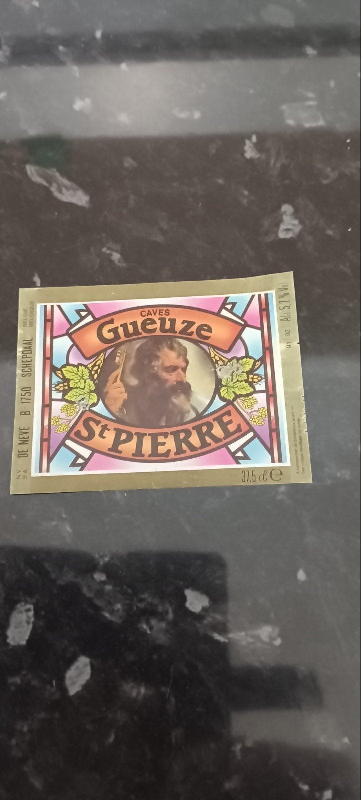 bieretiket caves gueuze st Pierre  br de Neve Schepdaal, Verzamelen, Ophalen of Verzenden