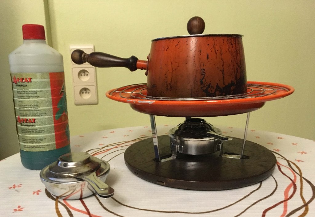 Fondue complète sur plateau en bois + produit d'allumage, Enlèvement ou Envoi