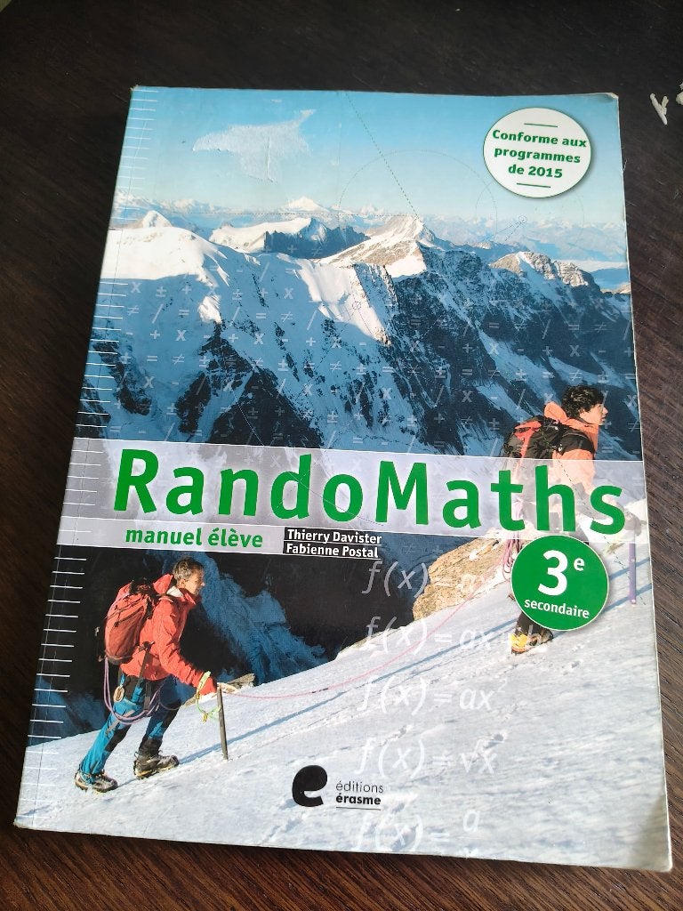 RANDOMATHS 3EME SECONDAIRE MANUEL, Livres, Enlèvement ou Envoi, Editions erasme, Utilisé, Secondaire