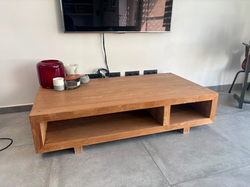 Salontafel Massief Teak, Ophalen, 100 tot 150 cm, Modern, tijdloos, Teakhout