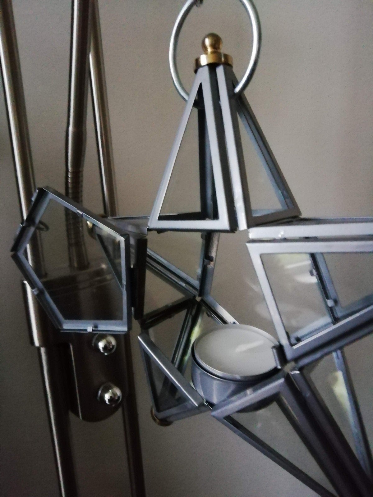 Metalen ster met theelichtje en ketting om op te hangen, nie, Diversen, Ophalen of Verzenden