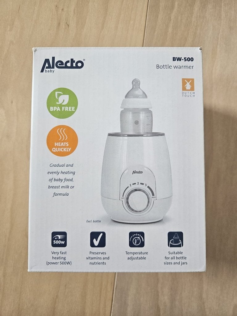 Alecto flessenwarmer + 2x Beaba melkpoeder potjes toren, Enlèvement, Utilisé, Chauffe-biberons et petits pots, Alecto