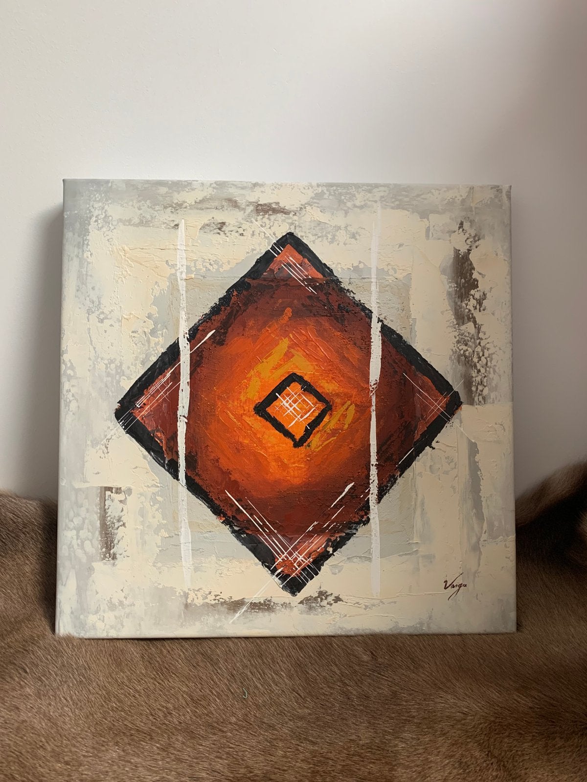 Origineel abstract schilderij getekend door Varga, Antiek en Kunst, Ophalen