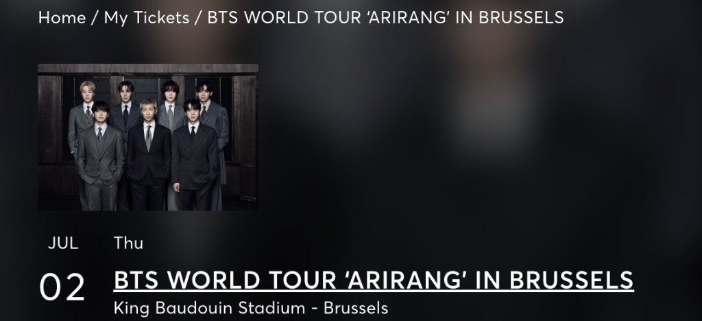 BTS ticket / Arirang Tour concertticket, Tickets en Kaartjes, Concerten | Pop, Eén persoon, Juli