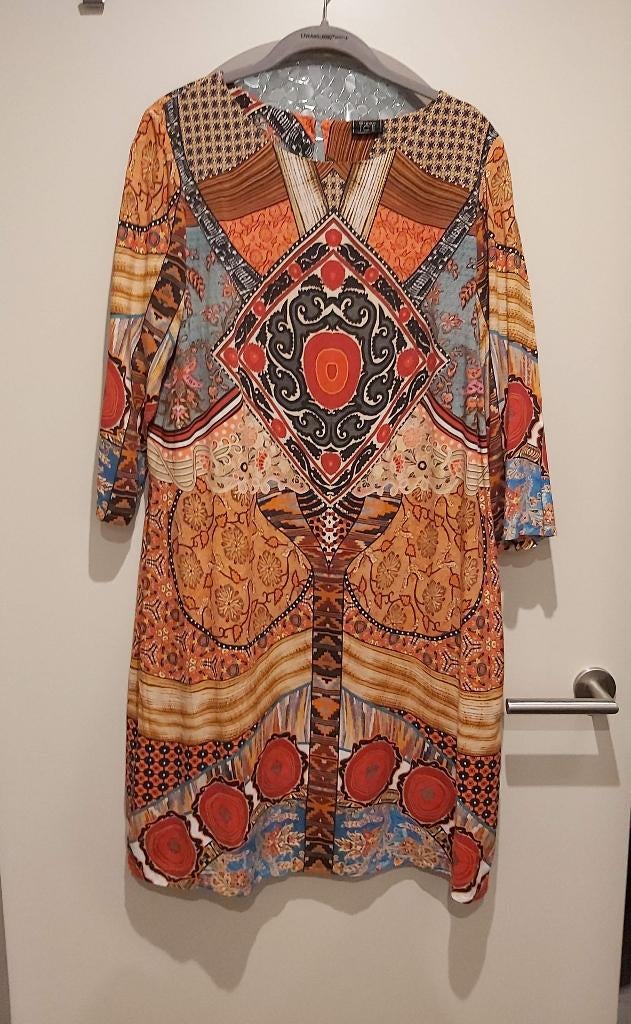 Green ice jurk, L, met veel oranje, Kleding | Dames, Jurken, Maat 38/40 (M), Oranje, Ophalen of Verzenden, Zo goed als nieuw